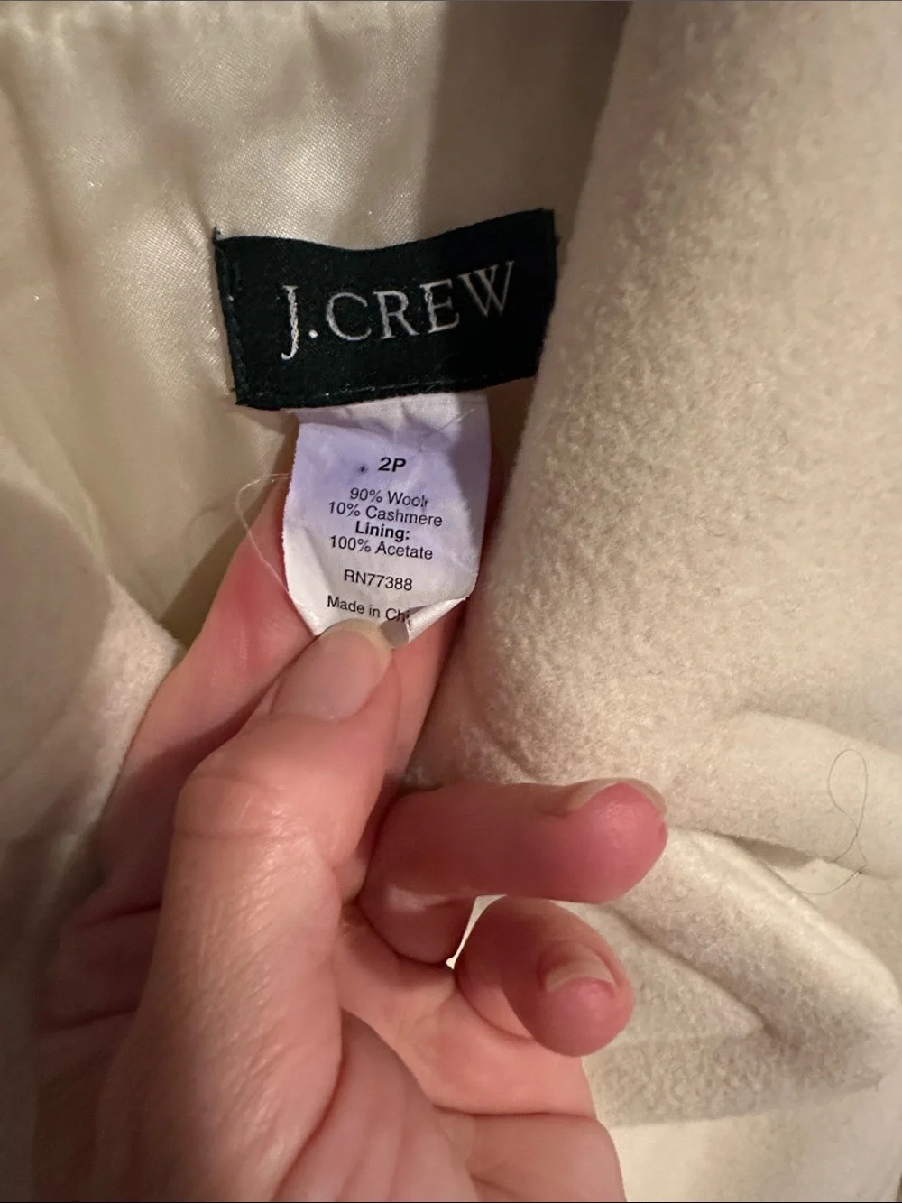 J. Crew Cream Double-Breasted Pea Coat with Brown Buttons